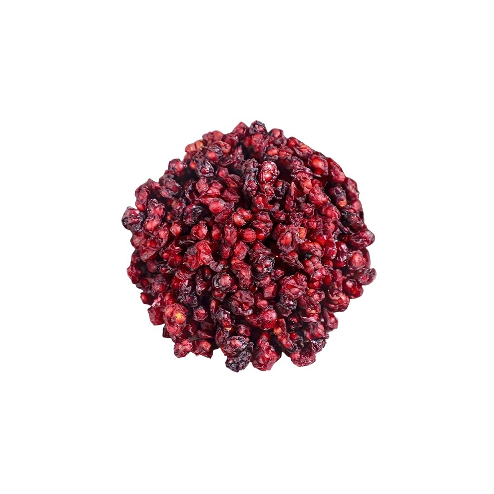 Schisandra Extract close-up texture detail Schisandra chinensis dried fruit extract powder macro photography